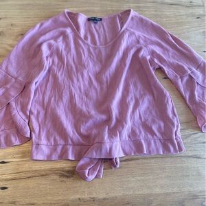 Moa Moa‎ Purple 3/4 Sleeve Tie Front Blouse